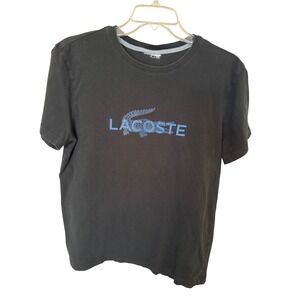 Lacoste Mens Short‎ Sleeve Logo Print Crew Neck Jersey Black T Shirt